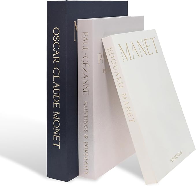 Decorative Books, Set of 3 - Fake Bookshelf Decor - Hardcover Linen - Designer Faux Decoration Aesthetic for Coffee Table, TV Stand, Entry Table, Console Shelf - Luxury Living Room Home Objects