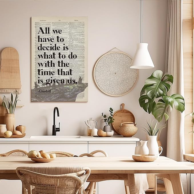 LOTR Poster, Gift for LOTR Decor, LOTR Gifts, All We Have to Decide is What to Do With The Time That is Given Us - Gandalf, Inspirational Wall Art, LOTR Canvas Prints Poster Wall Decor 24x16
