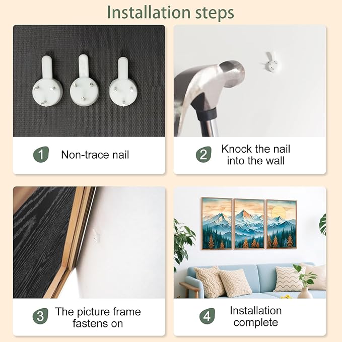 CHDITB Mountain Landscape Framed Canvas Wall Art Set, Nature forest Inspired Wall Decor, Sunset Art Spiritual Wall Painting, Vintage woodcut Art Prints for Living Room, Bedroom, Office-16 x24 x3