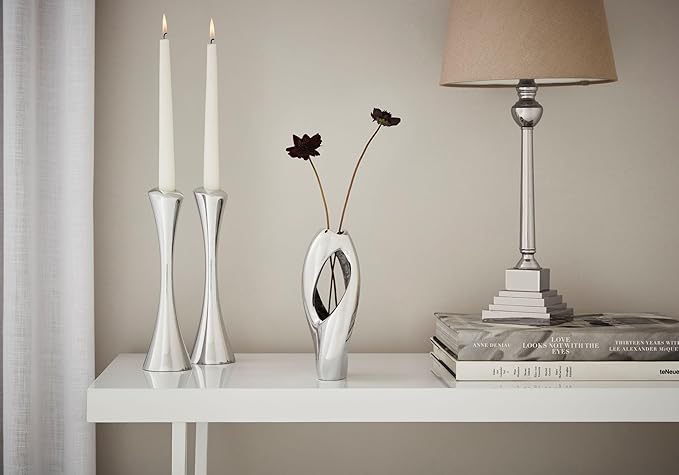 Nambe Pebble Twist Bud Vase | 8-Inch | Vases for Centerpiece Table Home Indoor Desk Décor | Mid Century Modern Style Vase for Wedding Housewarming Gift | Made of Metal Alloy