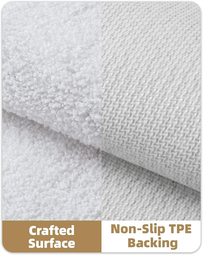 Color&Geometry White Bathroom Rugs, Absorbent, Non Slip, Soft, Washable, Quick Dry, 16"x24" Small White Bath Mats for Bathroom, Microfiber Shower Mat Bath Rug