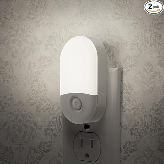 LOHAS Night Lights Plug into Wall [𝟮 𝙋𝙖𝙘𝙠], Auto Dusk to Dawn sensor, 0.6W Dimmable LED Nightlights, Daylight White 5000K, 30/60lm Small Night Light for Hallway, Kids, Adults, Bathroom, Stairs