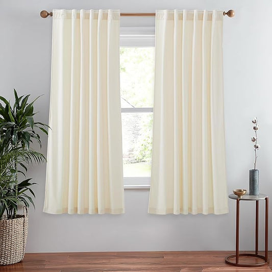 StangH Luxury Ivory Velvet Curtains Heavy Thick Thermal Insulated Curtains Light Dimming Privacy Drapes for Kitchen/Kids Bedroom/Doorway, W52 x L63, 2 Panels
