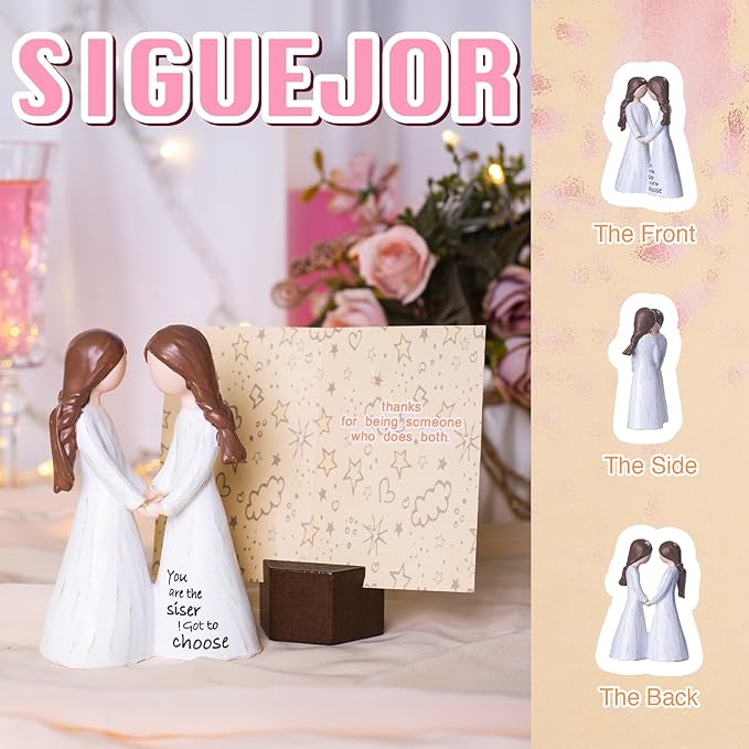 Bestfriend Gifts for Women & Besties, Hand-Painted Resin Sculpture of Two Sisters Holding Hands, Perfect Birthday or Special Occasion Gift