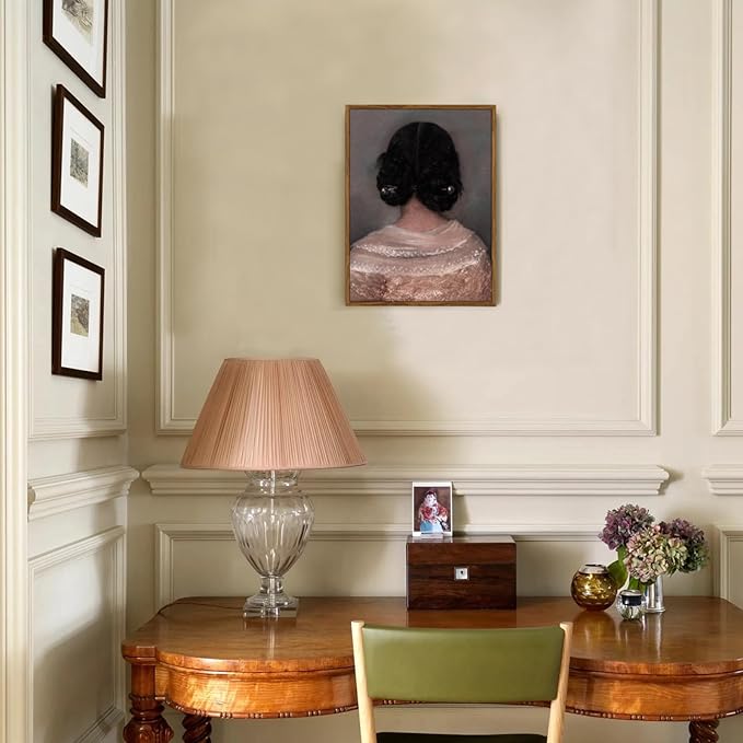 crmotu Vintage Framed Wall Art, Woman Back Portrait Canvas Painting, Elegant Lady Retro Artwork Prints, Classical Aesthetic Pictures Wall Decor Living Room Bedroom Bathroom Home Office 12x16in