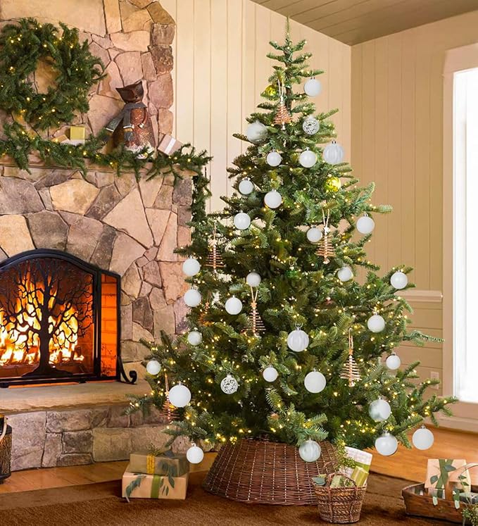 30PCS 2.36" Christmas Ball Ornaments Shatterproof White Christmas Tree Decorations Xmas Tree Balls Halloween Ornaments Décor