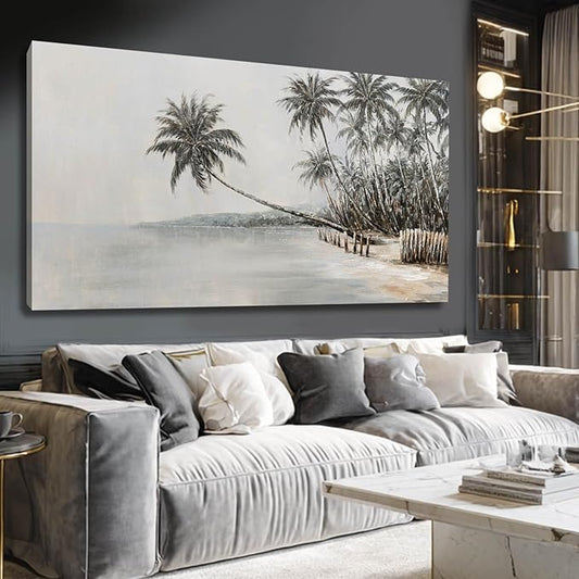GAIDUOMAI Palm Tree Wall Art Island Picture Wall Decor Mountain Canvas Art Seascape Painting for Living Room Office Hotel Wall Hanging Decor 24x48 Inch