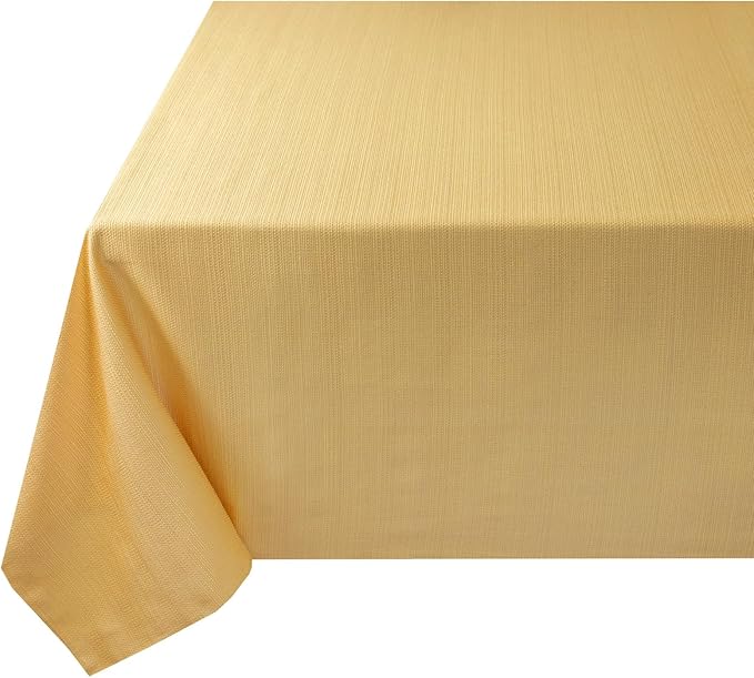 Benson Mills Cameron Textured Fabric Table Cloth, for Everyday Home Dining, Parties, Fall, Autumn, Holiday, and Thanksgiving Tablecloth (52" x 70" Rectangular, Sunshine/Yellow)