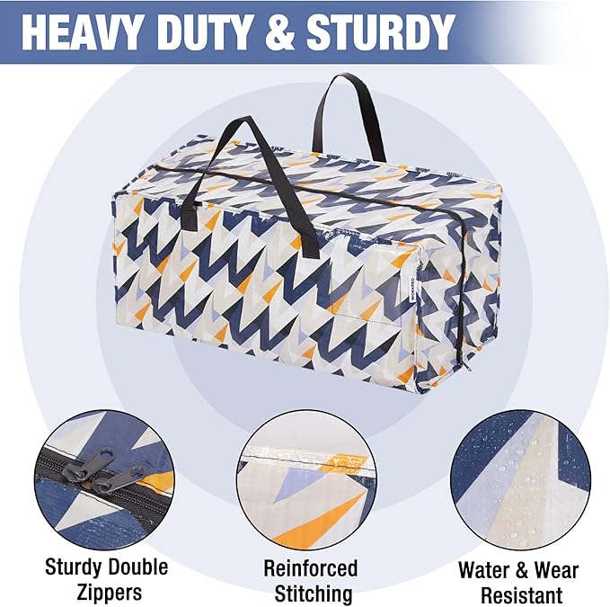WORKPRO 6 Pack Extra Large Moving Bags with Zippers & Carrying Handles Backpack Straps, Heavy-Duty Storage Tote for Space Saving & Storage, Alternative to Moving Box (W - Alphabet Printing)