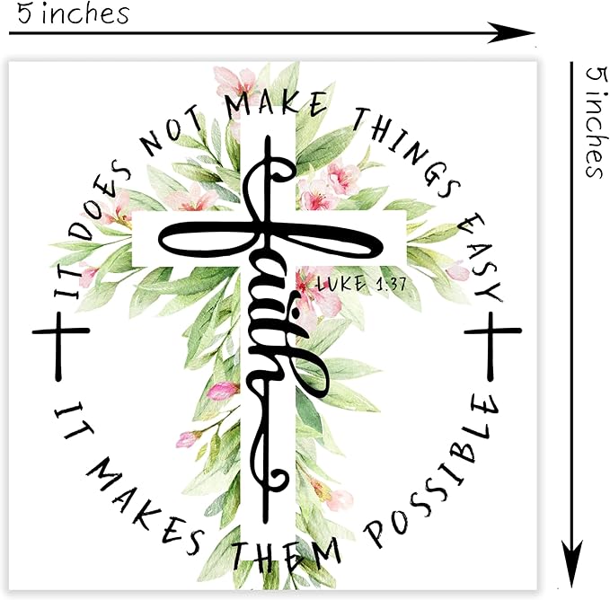 Christian Gifts: 'Faith' Luke 1:37 Wooden Box Sign Decor - Thanksgiving & Christmas Gifts, Christian Home Decor for Family & Friends