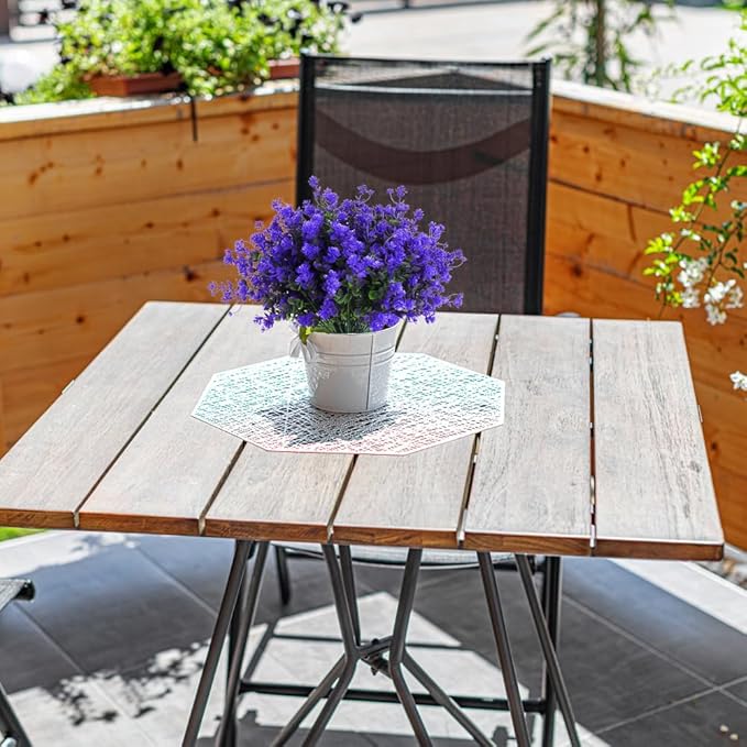 RECUTMS Fake Outdoor Flowers Artificial Flowers Plants for Window Boxes Spring Outdoor Home Decoration, 10 Bundles Fake Faux Eucalyptus for Outside Home Planter Porch Patio Window Yard Decor(Purple)