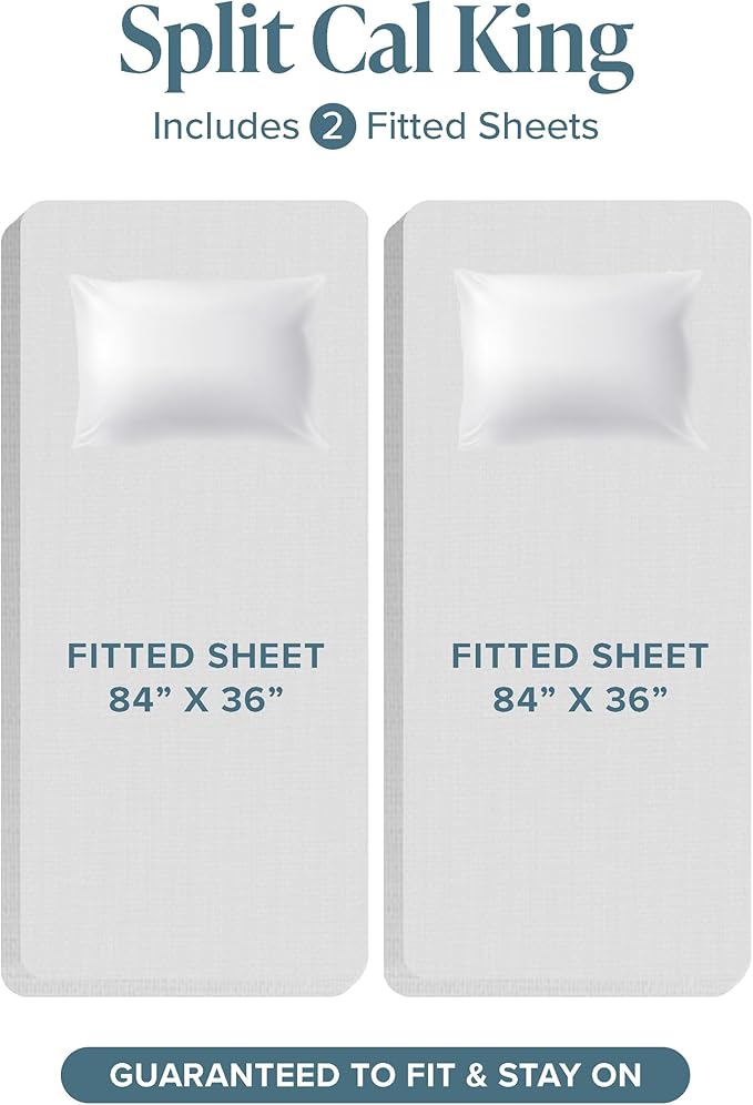 Bare Home Ultra-Soft Split Cal King Sheet Set - Luxury 1800 - Hydro-Brushed - Deep Pockets - Easy Fit - 4 Piece Set - Bedding Sheets & Pillowcases (Split California King, Sage)
