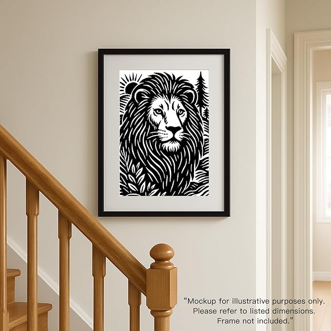 Caelumis Vintage Wall Art Decor Prints Black And White Pictures Posters For Farmhouse Living Bedroom Bathroom Room kitchen Handmade Unframed (Lion 12x16in)