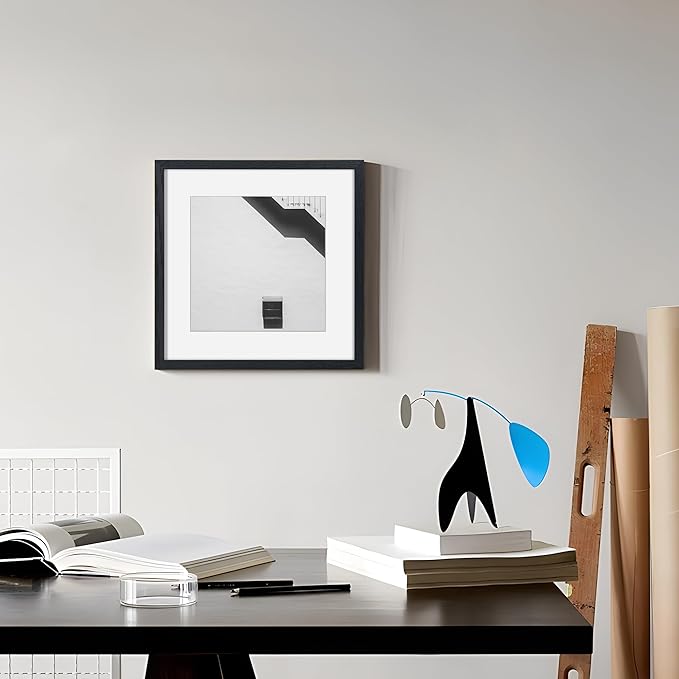 12x12 Picture Frame in Black, Square 12 x 12 Frame Set of 3, Natural Oak Wood Frame 12 by 12, 12x12 Frame with Mat of 8x8, 12"x12" Wood Frame with Tempered Glass, Wall Collage Frame 12 by 12