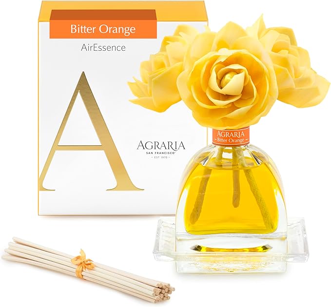 AGRARIA AirEssence Flower and Reed Diffuser Set, Handmade Sola Flower Botanical Home Fragrance Set, Scented Oil Reed Diffuser Gift for All Occasions