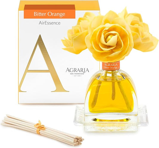 AGRARIA AirEssence Flower and Reed Diffuser Set, Handmade Sola Flower Botanical Home Fragrance Set, Scented Oil Reed Diffuser Gift for All Occasions
