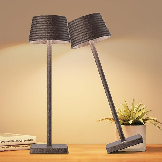 2Pack Cordless Table Lamps Rechargeable,Battery 6000mAh LED Portable Lights for Outdoor/Patio/Restaurant/Indoor Desk Lamp - IP54 Waterproof 3 Colors Stepless Dimming (2pack Rust)