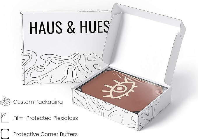 HAUS AND HUES Boho Posters Mid Century Modern Wall Decor - Abstract Art Prints Midcentury Modern Decor Boho Wall Decor Minimalist Dark Clay Eye with Eye Lashes (24x36 Framed Black)