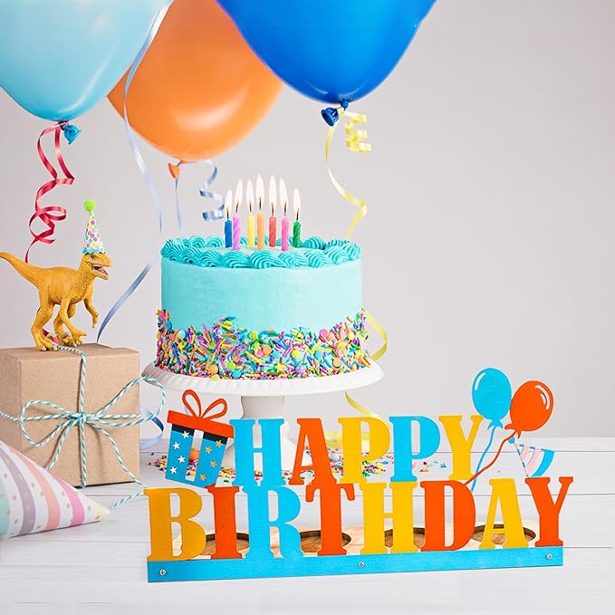 Happy Birthday Candle Holder Set, Tealight Votive Candle Holder Table Decor, 1 Happy Birthday Metal Sign & 1 Wooden Base Candle Tiered Tray, Table Centerpieces for Birthday Party Home Indoor Table
