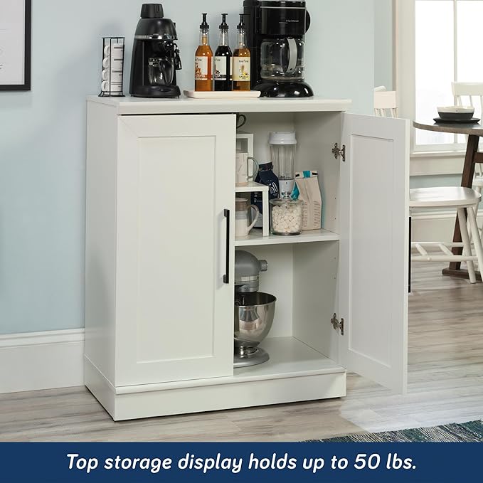 HomePlus Small Kitchen Pantry Storage Cabinet with Adjustable Shelves, Laundry Bathroom Storage Cabinet, Soft White Finish