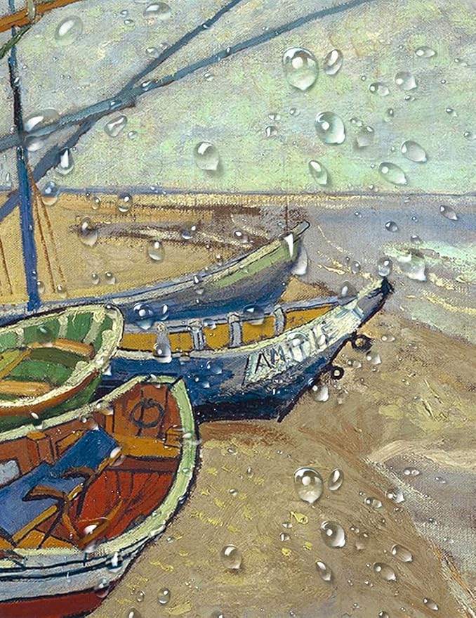 DECORARTS - Boats At Saintes Maire, Vincent Van Gogh Art Reproduction. Giclee Canvas Prints Wall Art for Home Decor 30x24