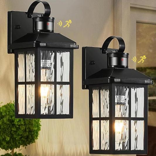 Porch Lights Outdoor 2 Pack,Motion Sensor Exterior Light Fixture with Dusk to Dawn Outdoor Wall Lights Modern Sconce Lights for House Patio Front Door Garage