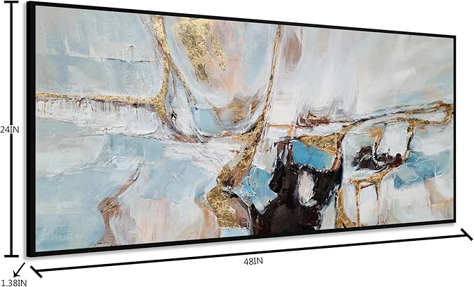 Yihui Arts Abstract Canvas Wall Art, Hand Painting Modern Oil Painting with Gold Foil for Living Room Bedroom Office Decor