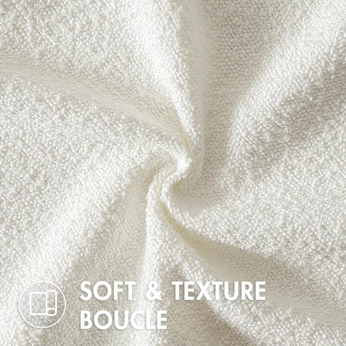 MIULEE 24x24 Decorative Euro Sham Throw Pillows for Bed Set of 2 Textured Boucle Neutral Throw Pillow Coverss White Accent Solid Couch Pillowcase Cozy Soft Sofa Livingroom Home Decor