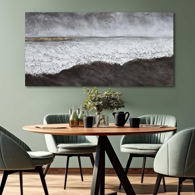 XIANSHOU Living Room Wall Decor Black Abstract Wall Art White Painting Contemporary Wall Art Canvas Picture Decorations for Bedroom Dining Room Office 24x48 in