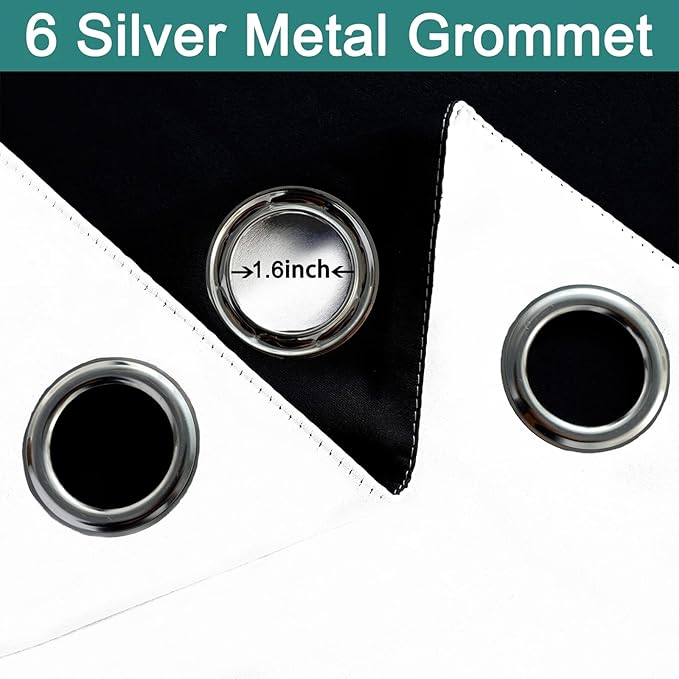 Yakamok Full Blackout Curtains 63 Inches Long,Blackout Curtain Panels for Bedroom, 2 Thick Layers Grommet Top Thermal Insulated Drapes with Black Liner for Living Room(42Wx63L, Pure White, 2 Panels)