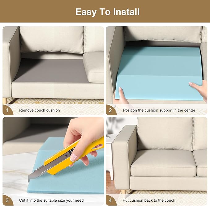 Couch Cushion Support, Trapezoid 40D Sofa Cushion Support for Sagging Couch Seats, High Density Foam Furniture Seat Sagging Repair, Set of 3