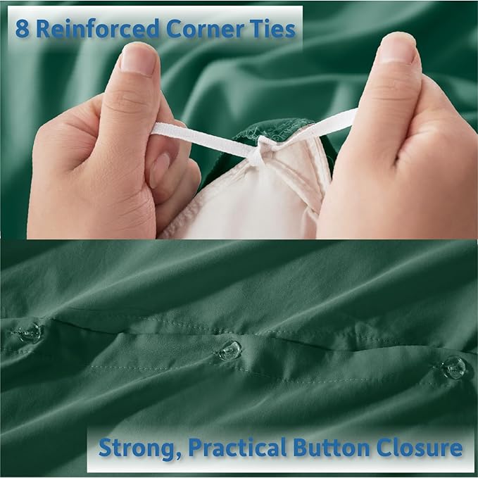 Nestl Dark Green Duvet Cover King Size - Soft Double Brushed King Duvet Cover Set, 3 Piece, with Button Closure, 1 Duvet Cover 104x90 inches and 2 Pillow Shams