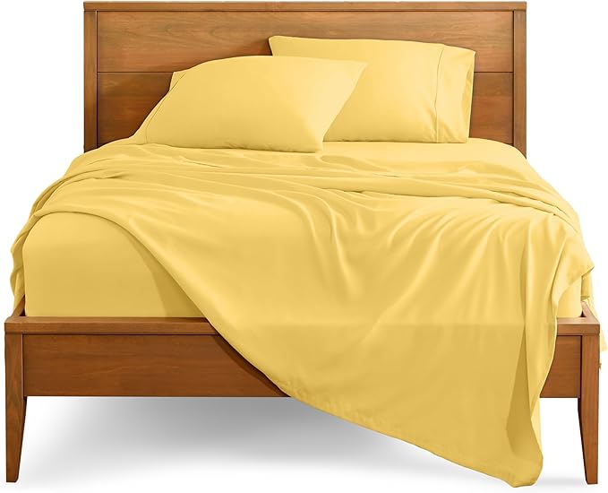 Bare Home Twin XL Sheet Set - College Dorm Size - Luxury 1800 Ultra-Soft Microfiber Twin Extra Long Bed Sheets - Deep Pockets - Easy Fit - Extra Soft - 3 Piece Set - Bed Sheets (Twin XL, Lemon Drop)