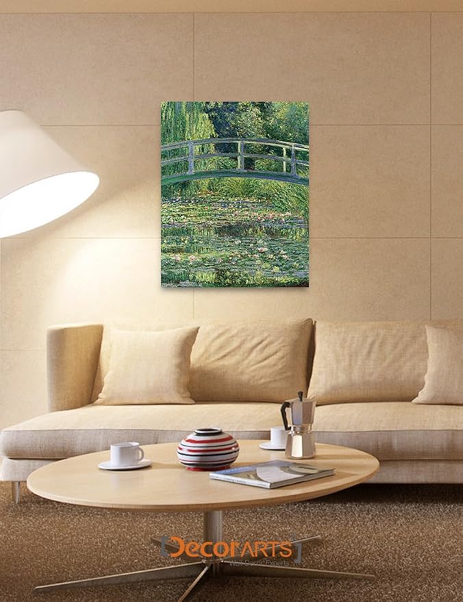 DECORARTS - The Japanese Bridge (The Water-Lily Pond), Claude Monet Art Reproduction. Giclee Canvas Prints Wall Art for Home Decor 30x24