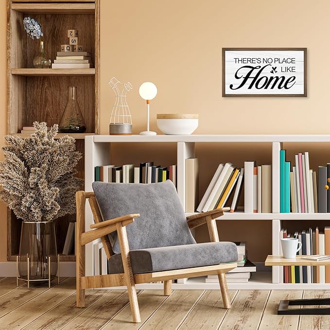 There's no Place Like Home Wooden Box Sign Desk Decor,Family Quotes Wooden Block Plaque Sign for Home Farmhouse Living Room Bedroom Shelf Table Wall Decor