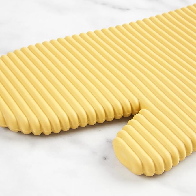 KITCHENAID Ribbed Soft Silicone Oven Mitt 2-Pack Set, 7.5"x13", Butter Yellow