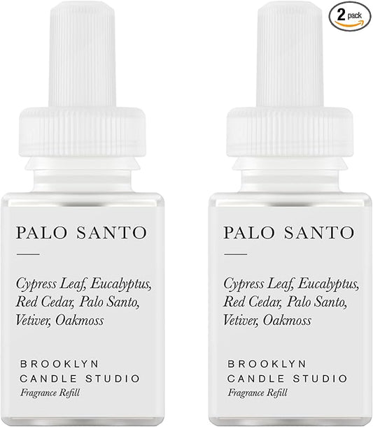 Pura & Brooklyn Candle Studio Home Scent Refill - Smart Air Diffuser - Up to 120-Hours of Luxury Fragrance per Refill - Home Essential - Clean & Safe Diffuser Fragrance - 2 Pack, Palo Santo