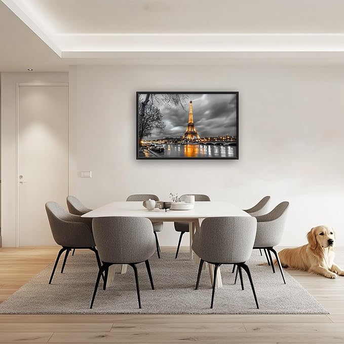 Quorin Eiffel Tower Large Wall Art Black and White Pictures Wall Decor City Landscape Canvas Print Painting Artwork for Bathroom Living Room Bedroom 36L x24W