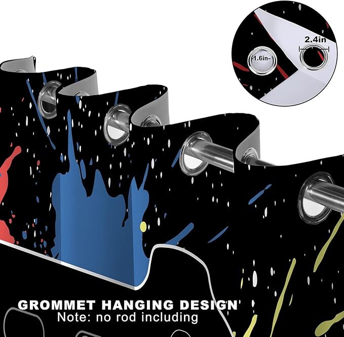 MissHope Gamer Gaming Gamepad Blackout Curtains Kids Boys Teens Bedroom Colorful Video Game Controller Theme Decor Teenage Youth Child Game Room Darkening Grommet Window Drapes 2 Panels, 42x63 Inch