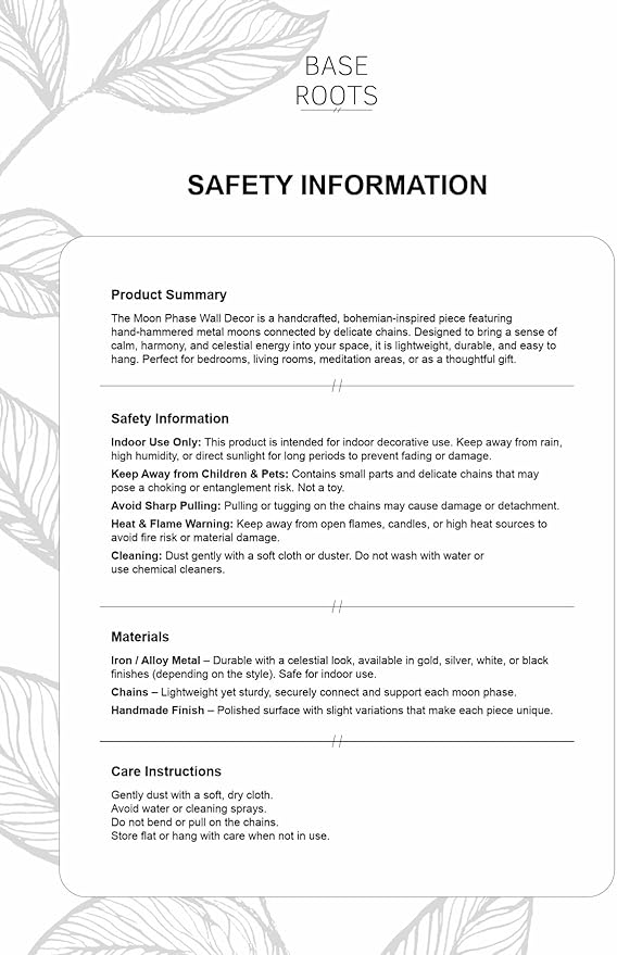 BASE ROOTS Moon Phase, Silver Wall Decor for Bedroom & Living Room, Bohemian Wall Decor, Handmade Hammered Metal 36" 13 Phases Moon, Celestial Wall Art, Gift for Women & Kids