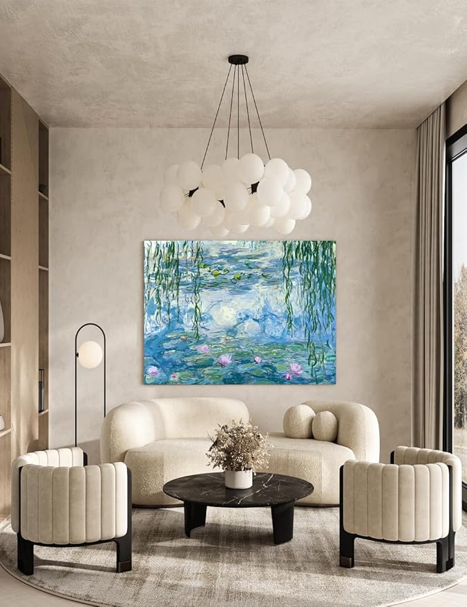 DECORARTS - Water Lilies (1916-1919) by Claude Monet, Museum-Quality Giclee Canvas Print, Wall Art Reproduction, 40" W x 30" H, Made in USA