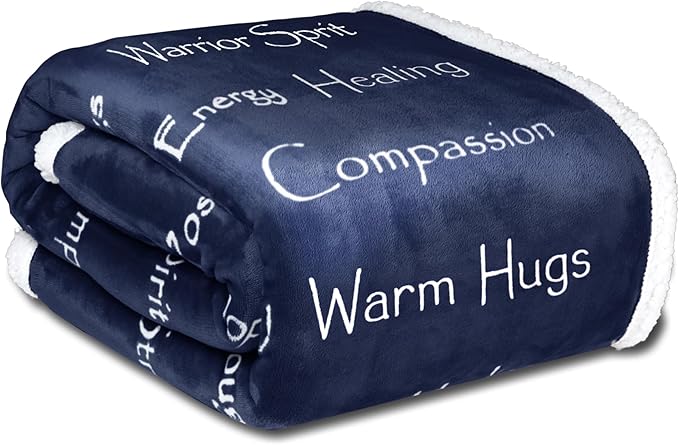 WOLF CREEK BLANKET - Compassion Blanket (Brand)- Strength Courage Super Soft Warm Hugs, Get Well Gift Blanket Plush Healing Thoughts Positive Energy Love & Hope (~Blue 2X, 50 x 65 Sherpa)