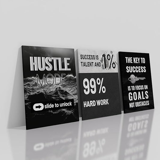 3 Pieces Motivational Canvas Poster Wall Art Office Decor Inspirational Sign Picture Print Inspiring Theme Painting Artwork for Modern Home Living Room Classroom Workplace Ready to Hang [72''Wx 36''H]