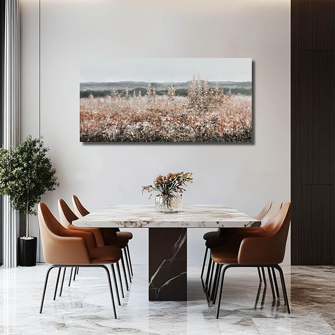 GAIDUOMAI Farmhouse Canvas Wall Prints for Home Flower field Artwork Vintage Botanical Wall Art for Living Room Bedroom Office Decorations 24"x48"