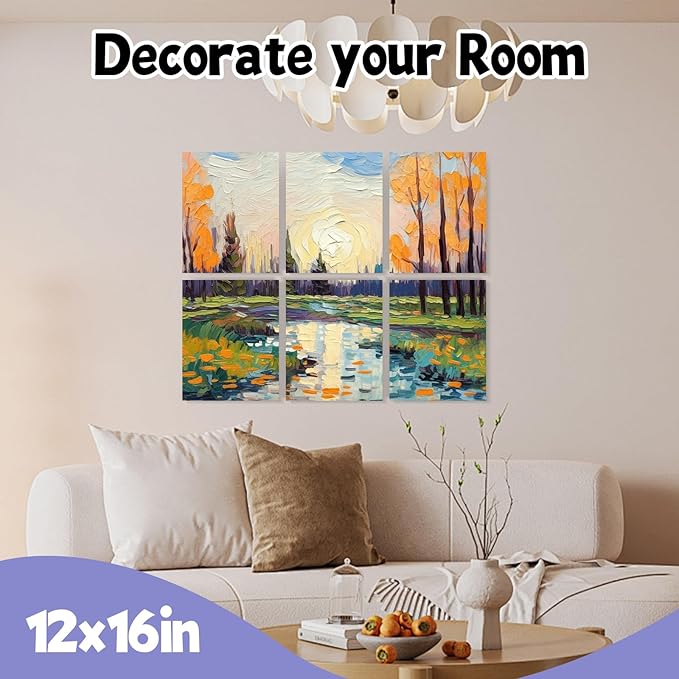 ESRICH 12x16 Stretched Canvas for Painting, 8 Pack Blank Canvases for Painting -5/8 in Profile Primed Cotton Painting Canvas for Oil & Acrylic Paint