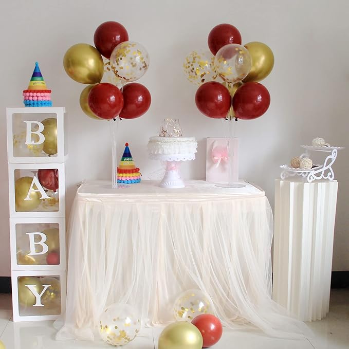 Red and Gold Balloon Stand Centerpiece Table Decorations for 49ers Party Birthday Graduation Wedding Mother's Day Anniversary Christmas New Year's Eve Party Decorations(Red gold set4)