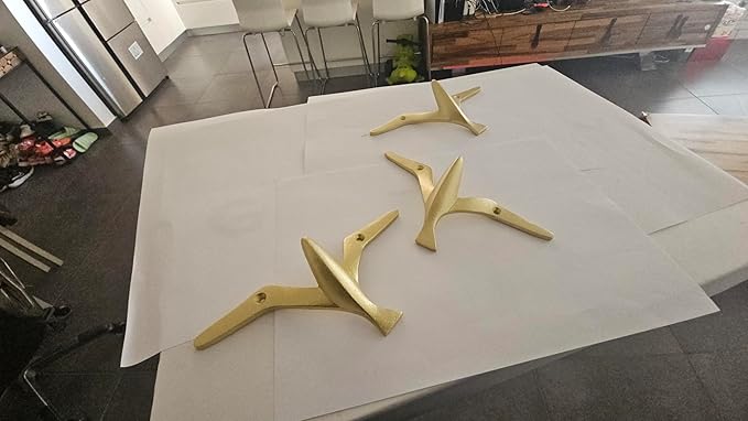Ambipolar Iron Cast Decorative Gull Bird Wall Mounted Coat Hooks, Set of 3 (Gold)