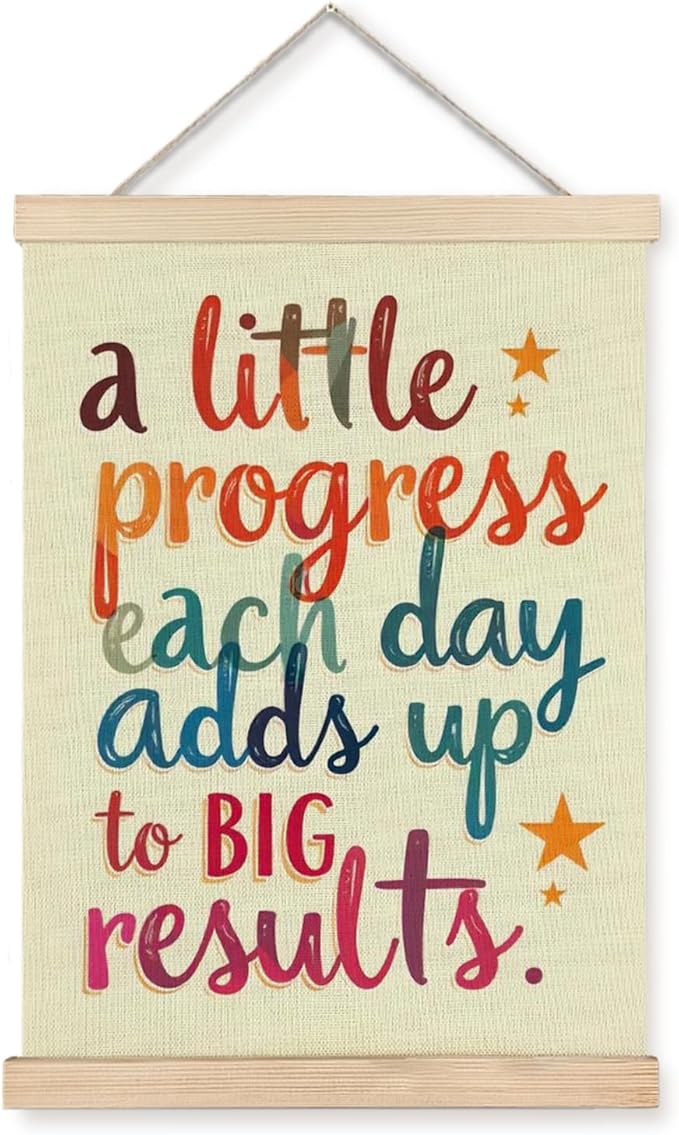 Supwhd Colourful Positive Affirmations Wall Decor, Inspirational Add Up to Big Results Office Wall Art, Motivational Quotes Wall Art for Office Classroom Home, 12x16