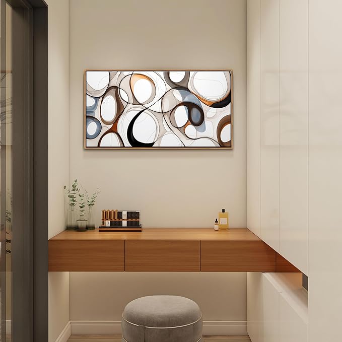 Abstract Canvas Wall Art - Framed Wall Art for Living Room Modern Minimalist artwork, Wood Decor, Bedroom Decorations, Kitchen & office Wall Art Prints 20×40
