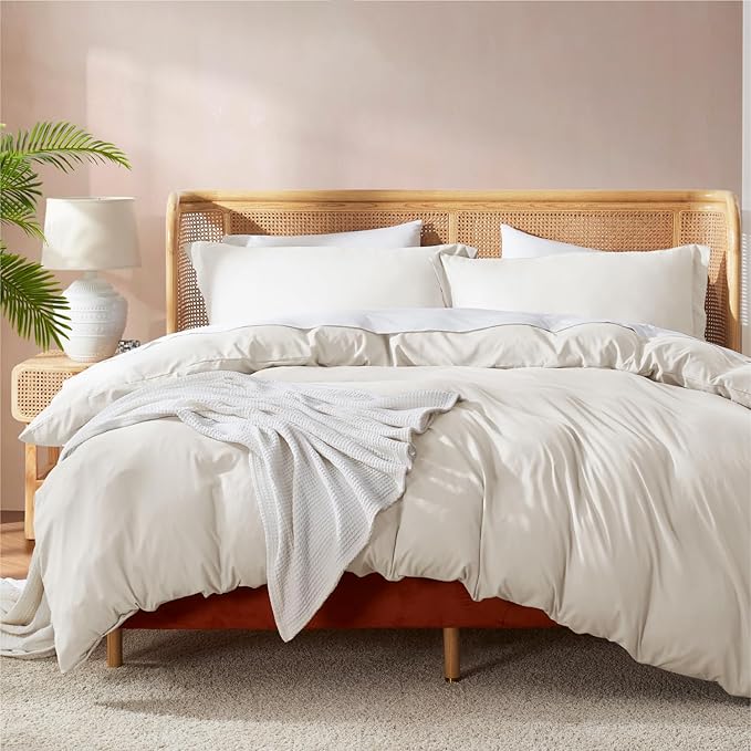 Nestl Twin Duvet Cover Set - Soft Off White Duvet Cover Twin, Double Brushed Twin/Twin XL Duvet Cover 2 Piece with Button Closure, 1 Twin Size Duvet Cover 68x90 inches and 1 Pillow Sham